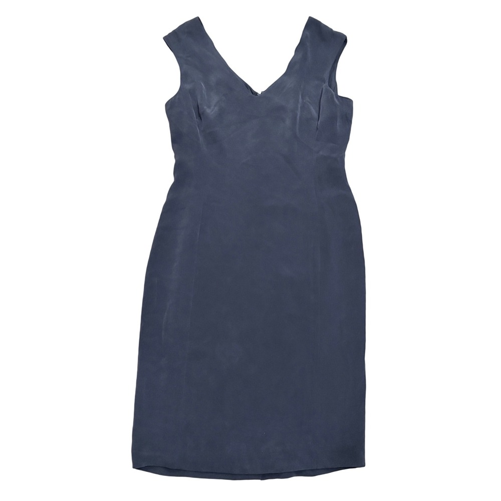Jones New York Collection Black Silk V-Neck Sleeveless Sheath Dress Size 12